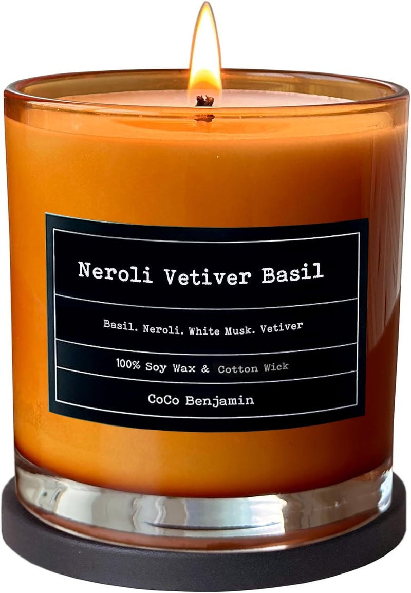 CoCo Benjamin 100% Soy, Highly Scented, Hand Poured Soy Candle (Neroli Vetiver Basil) - Image 1